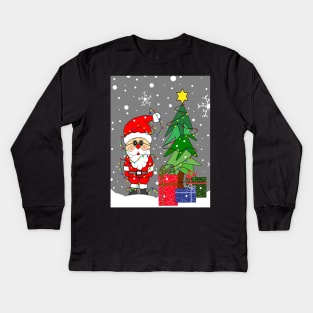 Merry Christmas Funny Santa Claus - Funny Santa Art Kids Long Sleeve T-Shirt